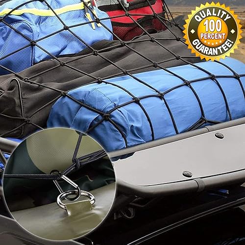 Miniatura 8 de Red de carga con núcleo de látex natural para portaequipajes de techo de coche SUV  3 x 4 pies se estira hasta 6 x 8 pies de red elástica pequeña