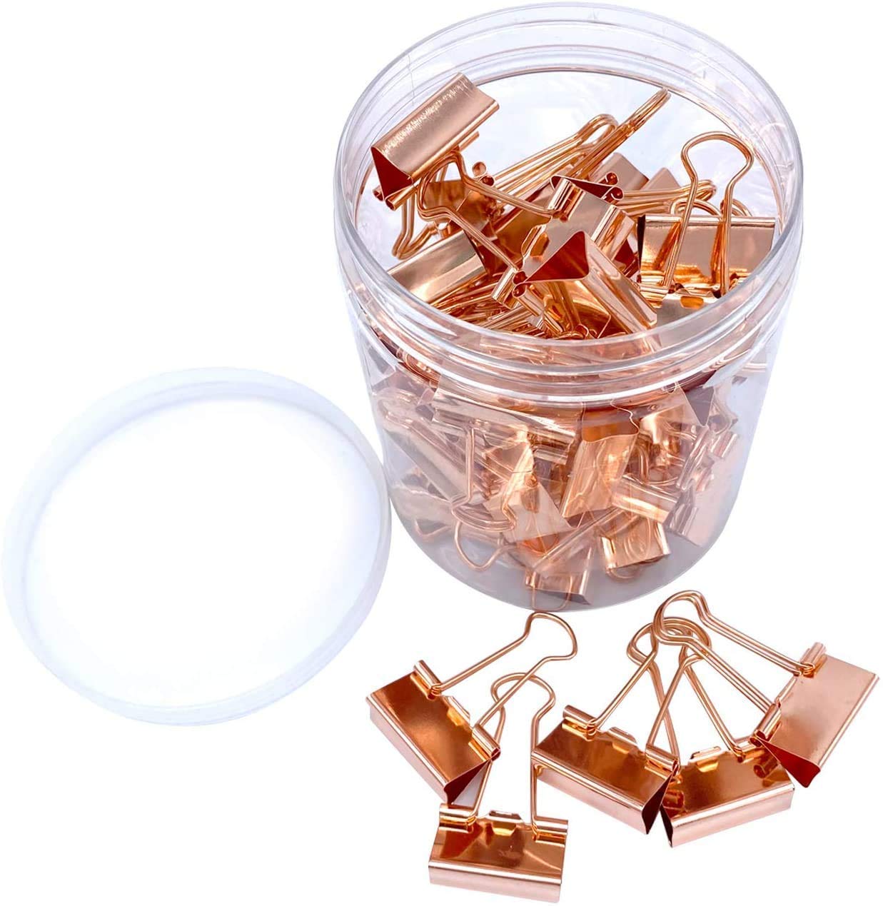 Orrda Binder Clip | Metal Rose Gold Paper Holder Clip | Office File Clip Holder | Spine Binder Clip for Office Desk School Desk Supplies Organizer (19 mm, Pack of 40 Pcs) 1