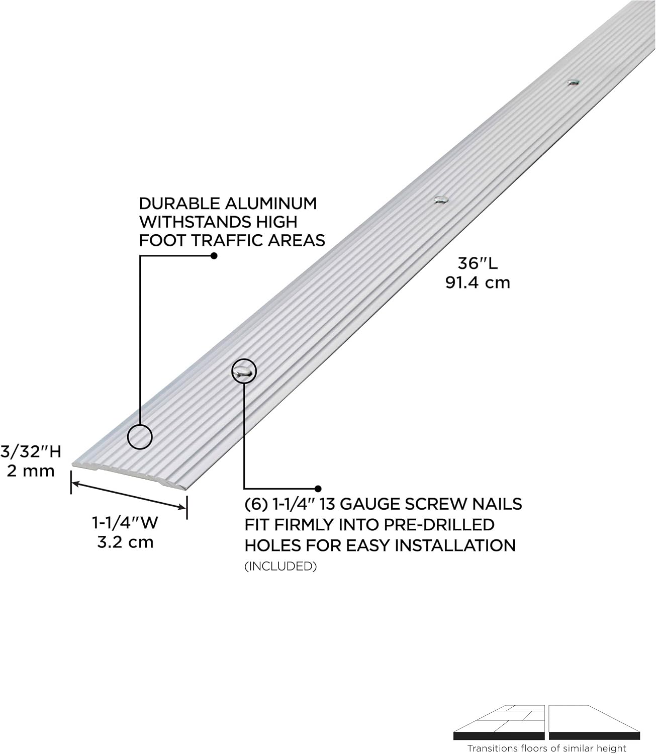 M-D Building Products 78014 1-1/4 in. X 36 in. Silver Aluminum Seam Binder w/Screw Nails