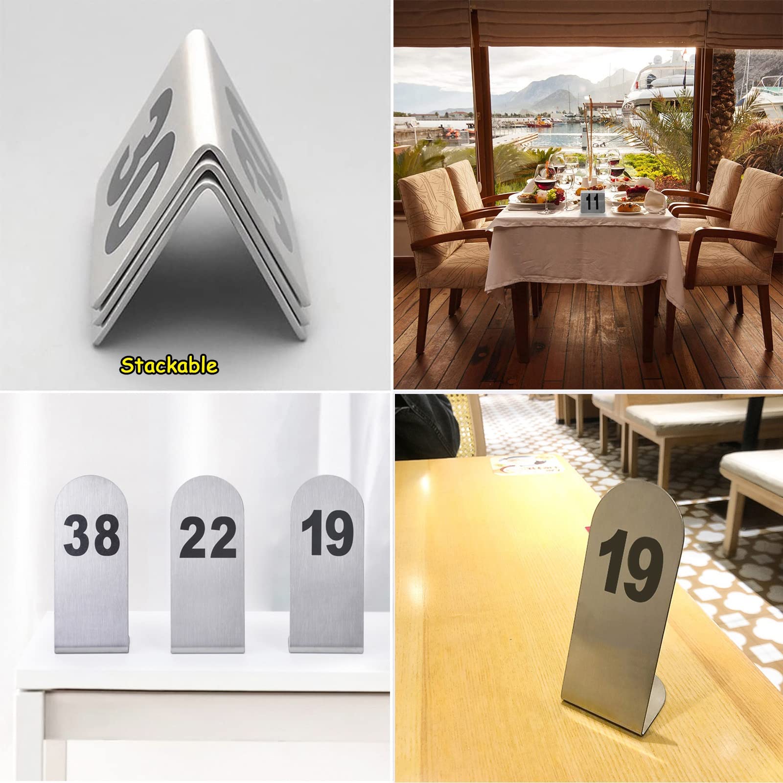 1-25/50/100 Tischnummern Schilder für Hochzeitsempfänge – Stapelbare Tischkarten – nimmt keinen Platz ein – Zelt-Stil Tischnummernkarten für Restaurants, Cafés, Klassenzimmer (L-Typ)