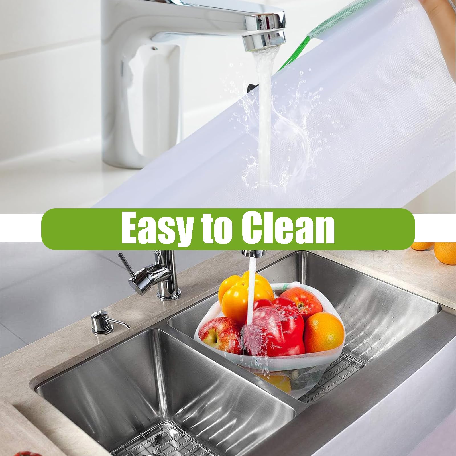 Sacs en Filet Réutilisables 8 PCS pour Fruits et Légumes avec Cordon de Serrage