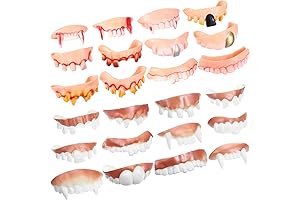 Boao 24 Pieces Prank Fake Teeth Vampire Teeth Halloween Gnarly Teeth