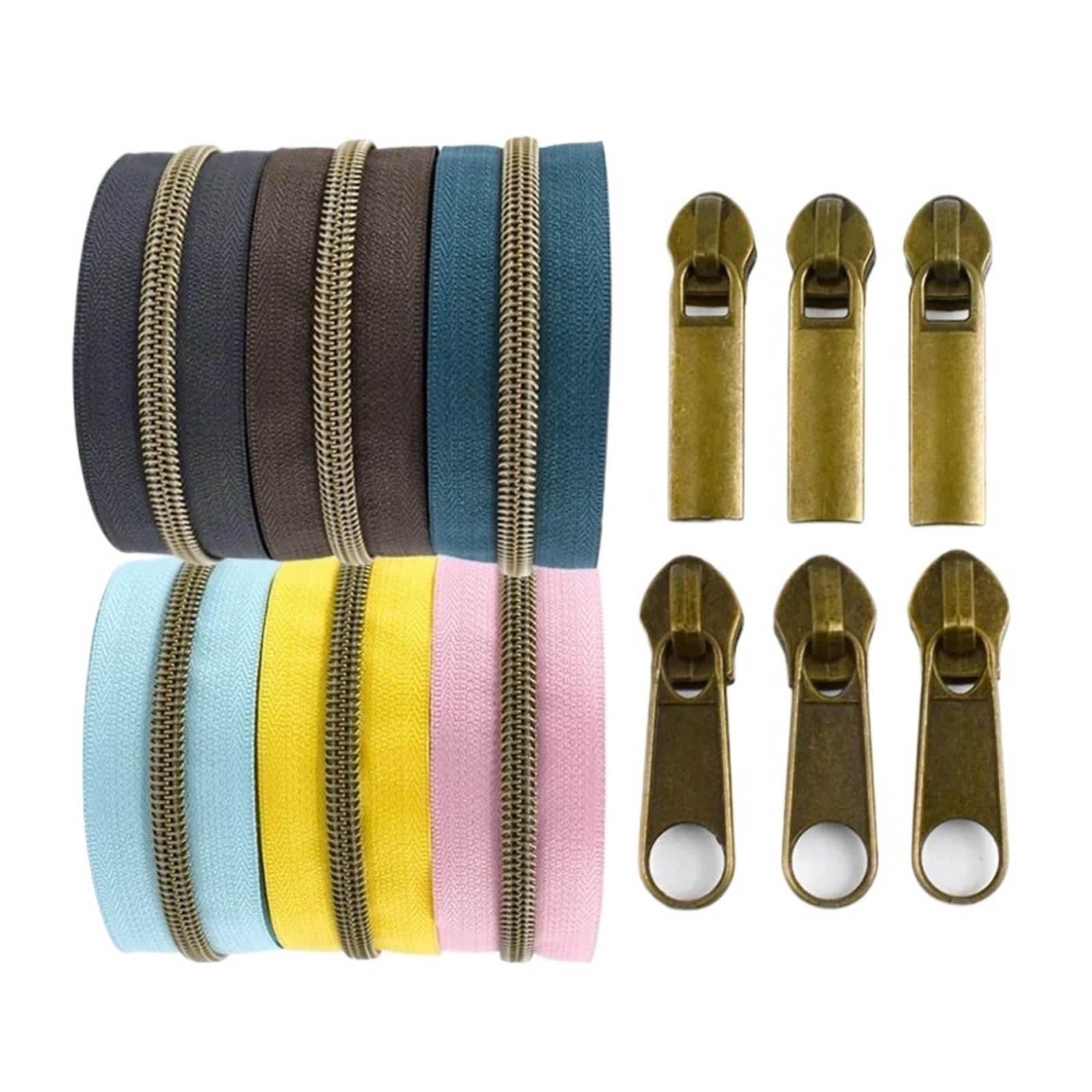 Generisch 1–5 m, 5#, bronzefarbenes Nylon-Reißverschlussband mit Reißverschluss-Schieberkopf, Kunststoffspule, Reißverschlüsse, Kleidung, Dekor, Reißverschluss-Reparatur-Set, DIY-Nähzubehör