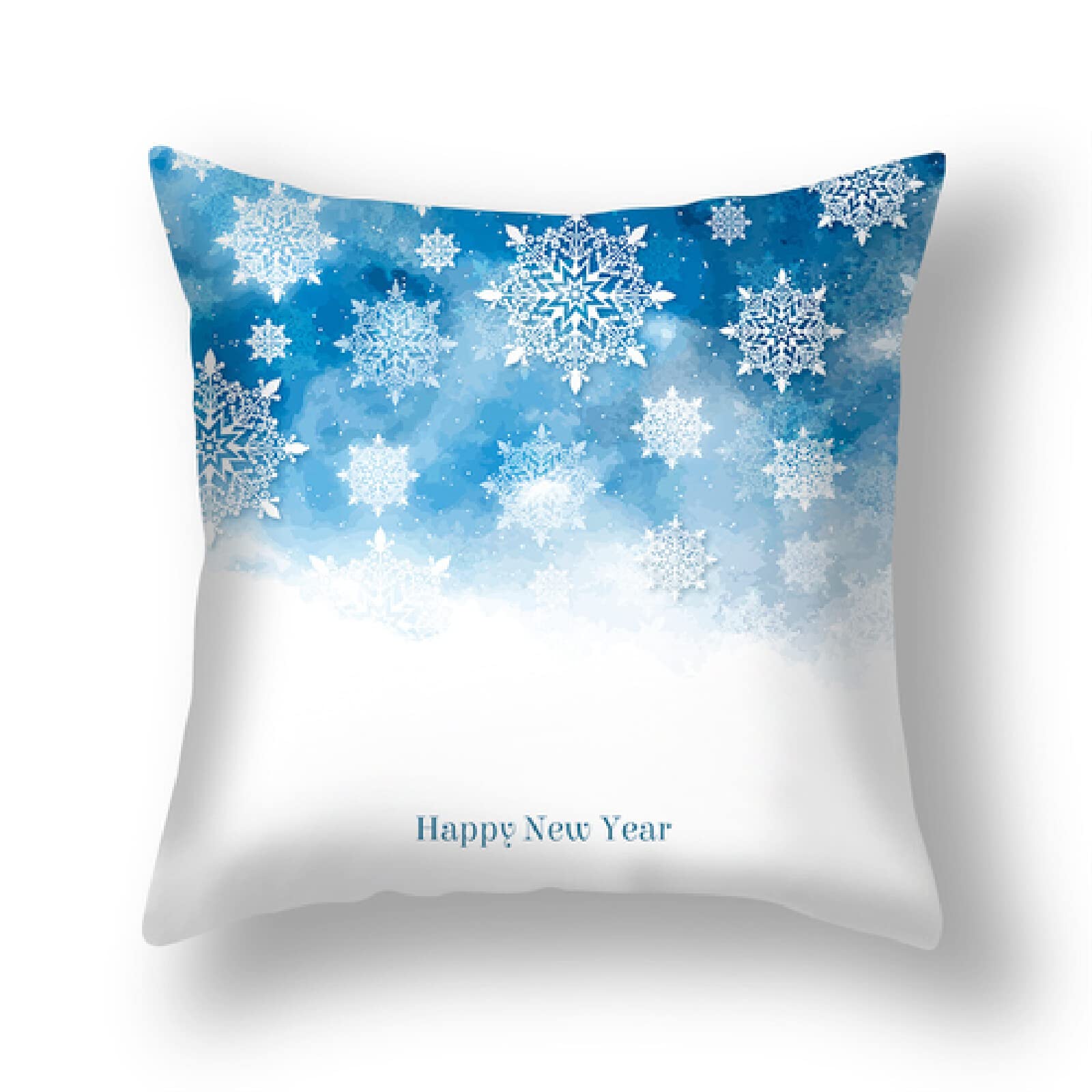 Federa per cuscino con fiocchi di neve blu e bianchi, gioiosa