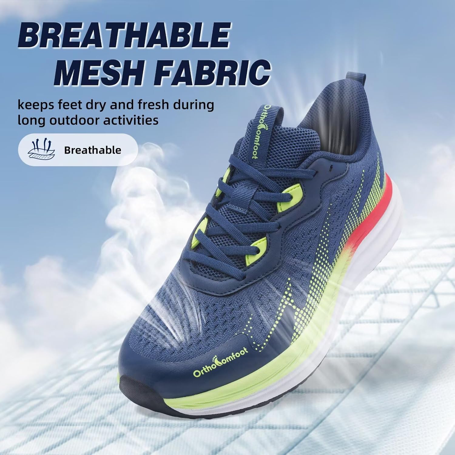 Men's Orthopedic Road Running Shoes: Comfortable Arch Supports Plantar Fasciitis Orthotic Sports Fashion Sneakers, Casual Outdoor Hiking Tennis Athletic Walking Shoes for Foot Heel and Pain Relief