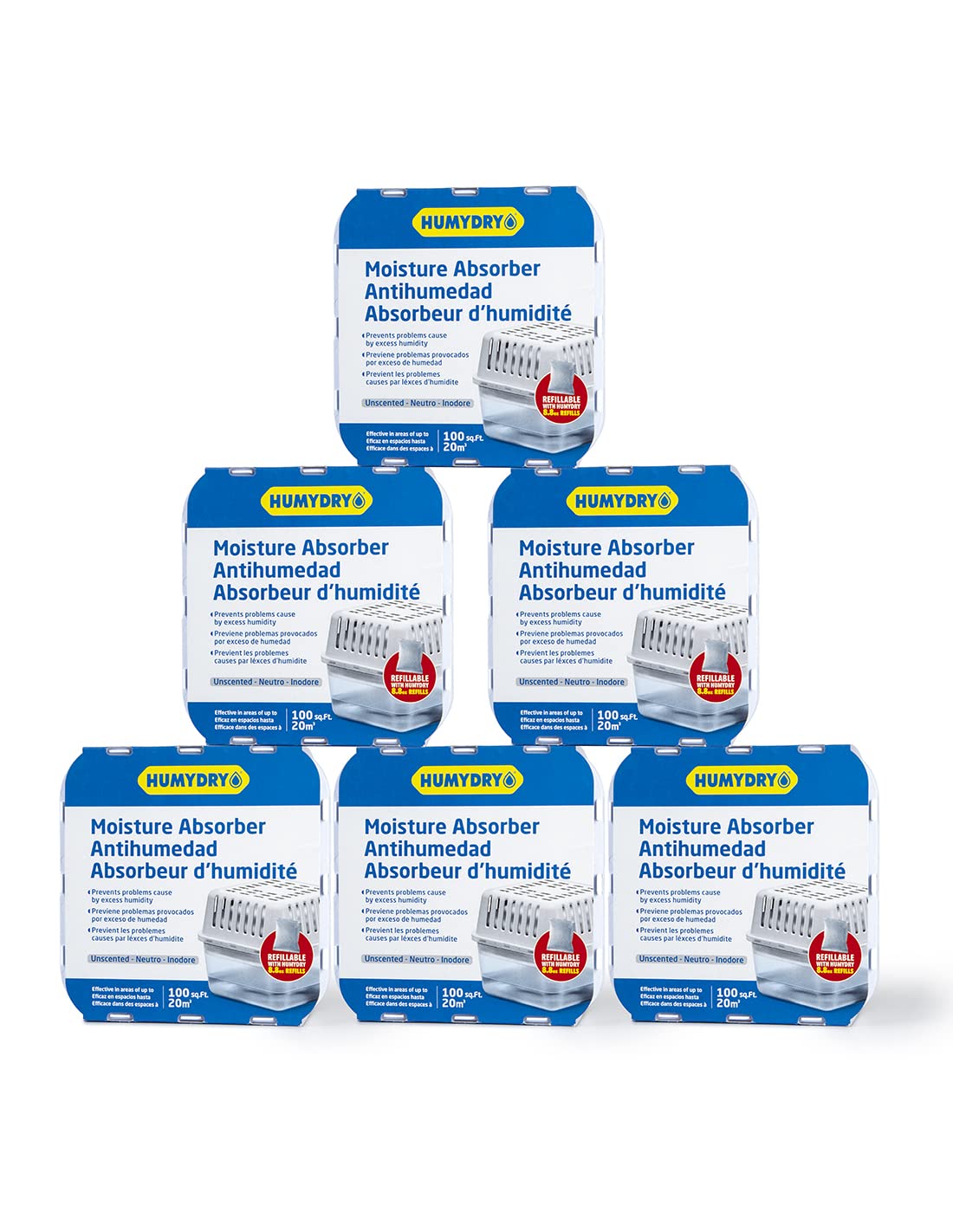 HUMYDRYPack 6 Dehumidifiers for Home with Refill in each device - Moisture Absorber - 8.8 oz - Unscented