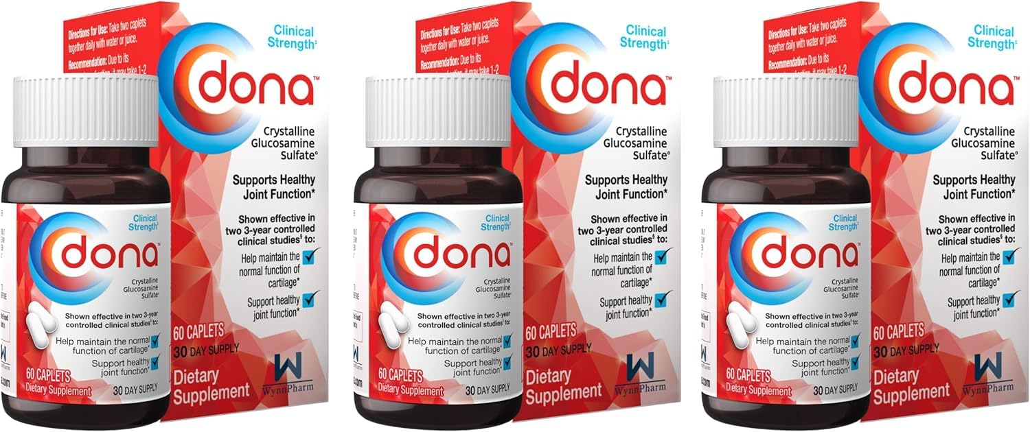 DONA Crystalline Glucosamine Sulfate 60 caplets 3 Pack F