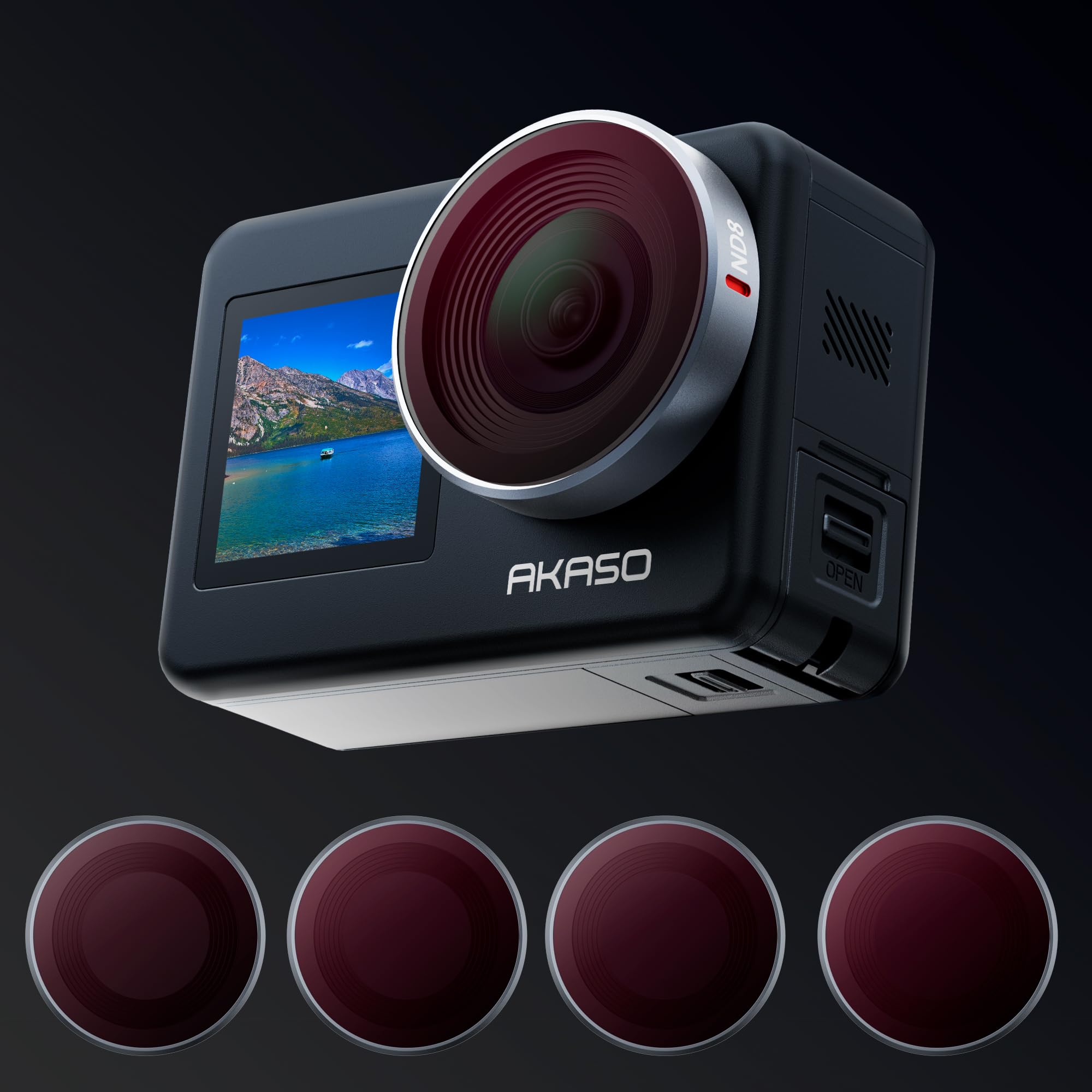 AKASO ND Filter Set für Brave 7 Action Cam, 4er Pack ND8 ND16 ND32 ND64