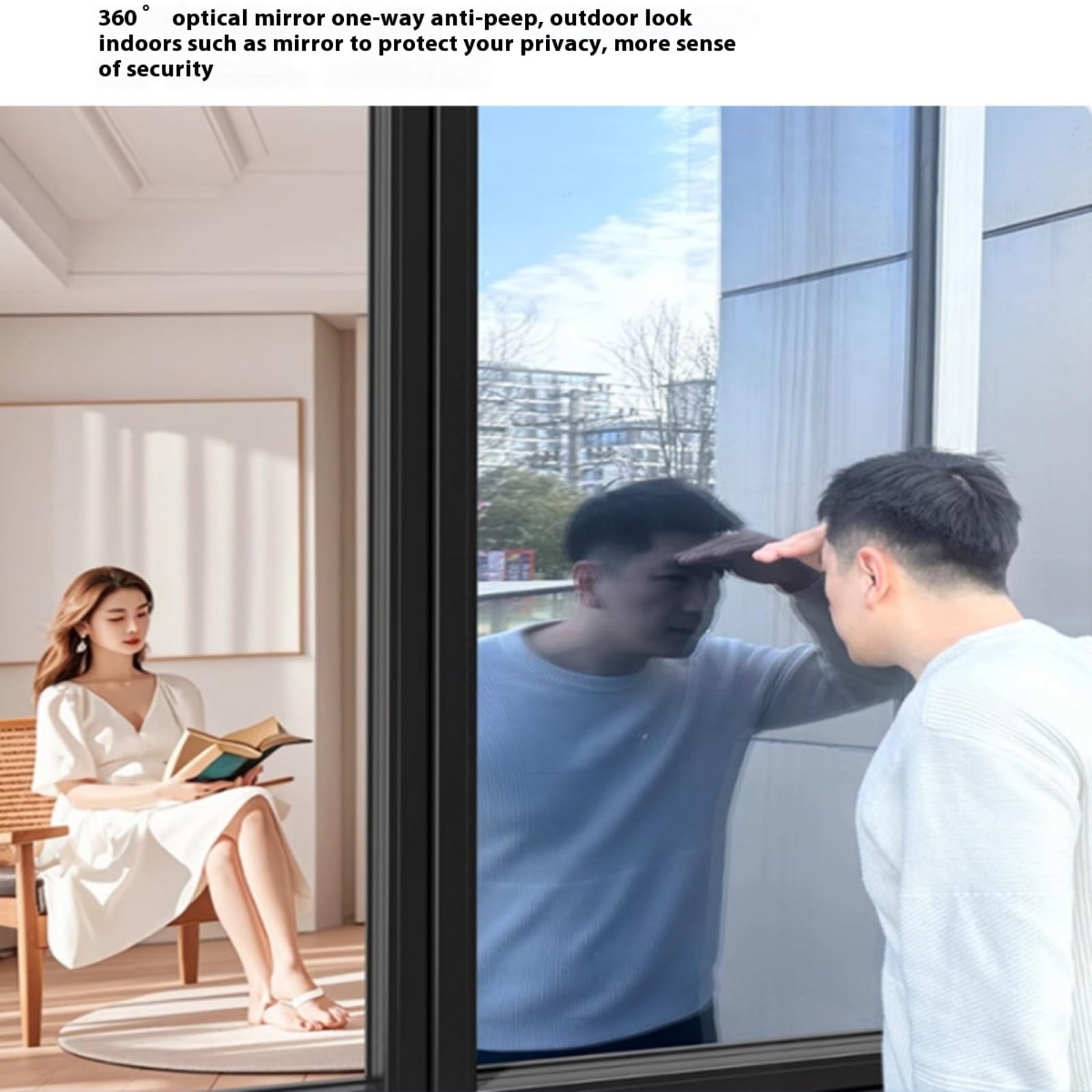 Film Miroir pour fenetre 40 * 200cm Anti UV Anti Regard avec Kit de Pose Film occultant Fenêtre Bon Effet Miroir Protection de la Vie privée pour Maison Bureau Magasin