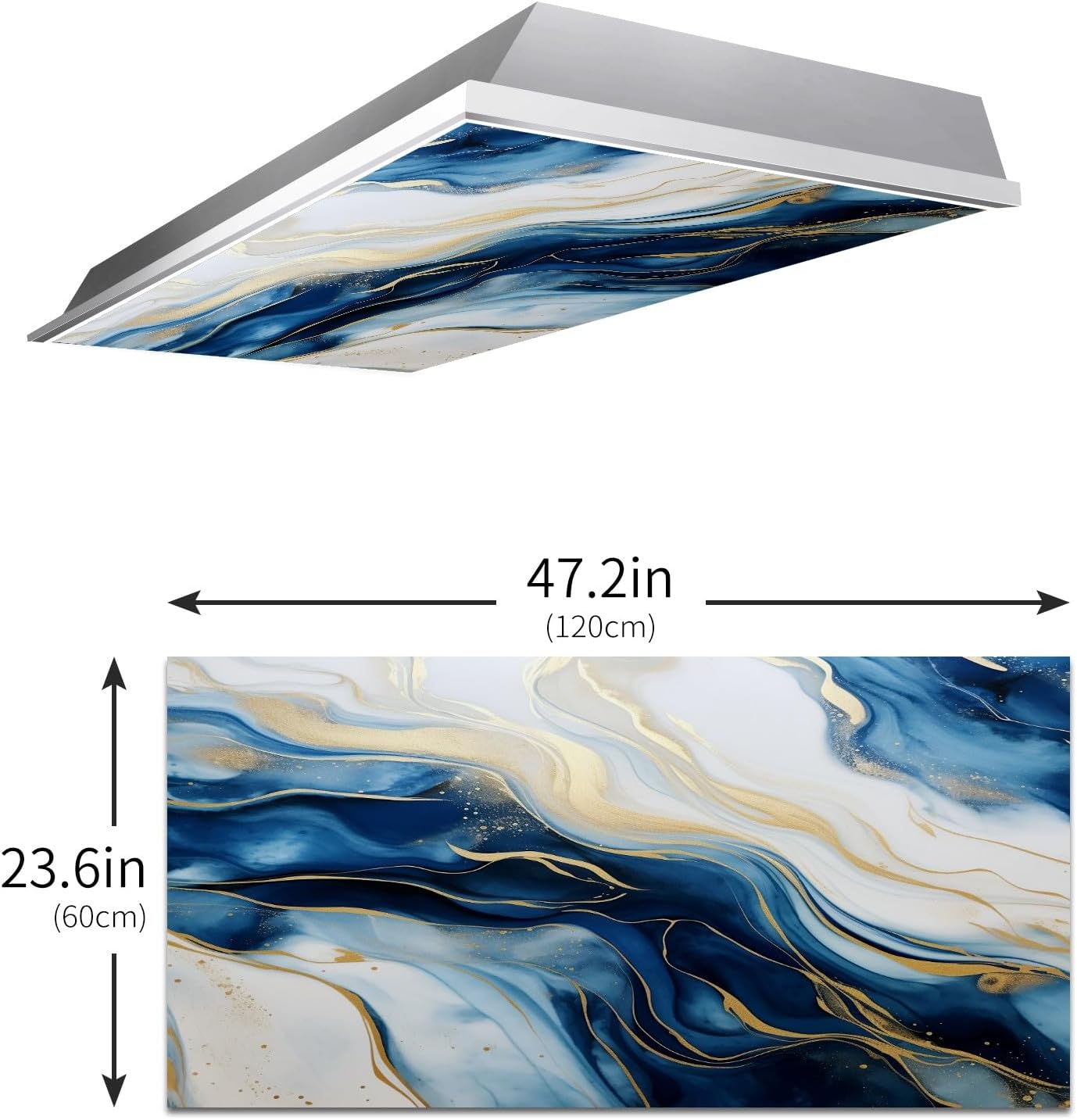 1 Pack Fluorescent Light Covers for Office Classroom Home Decor Marble Blue LED Ceiling Light Filter Eliminate Harsh Glare and Headaches Light Diffusers