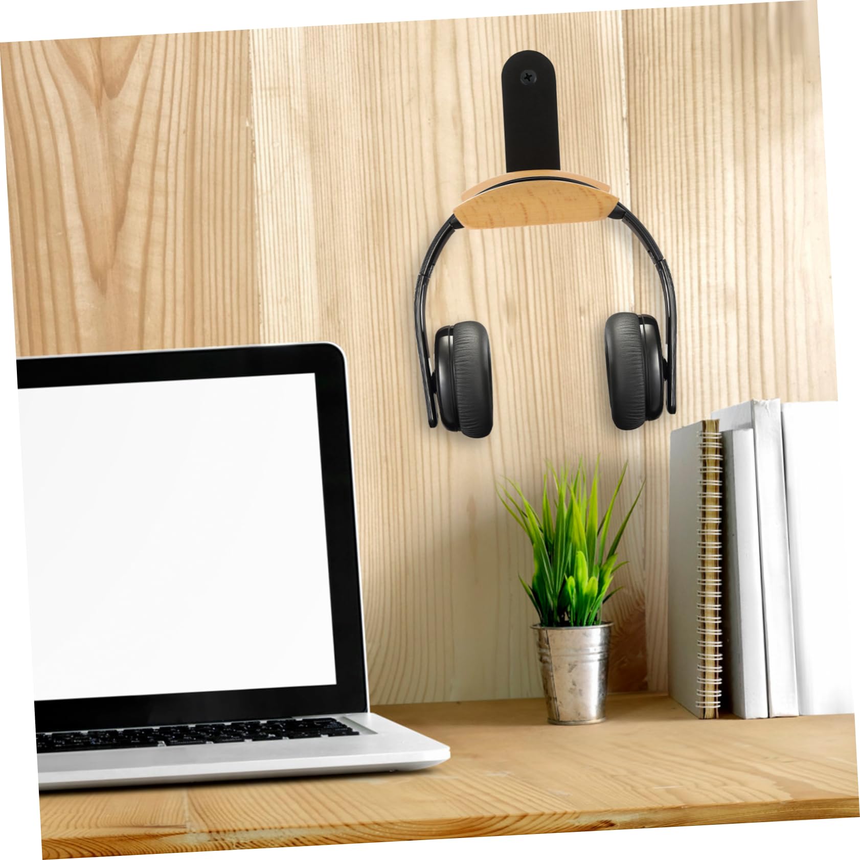 OSALADI 2piezas Soporte Para Auriculares De Madera Gancho Montable Para Escritorio Organizador De Cable Para Headset Para Oficina y Hogar