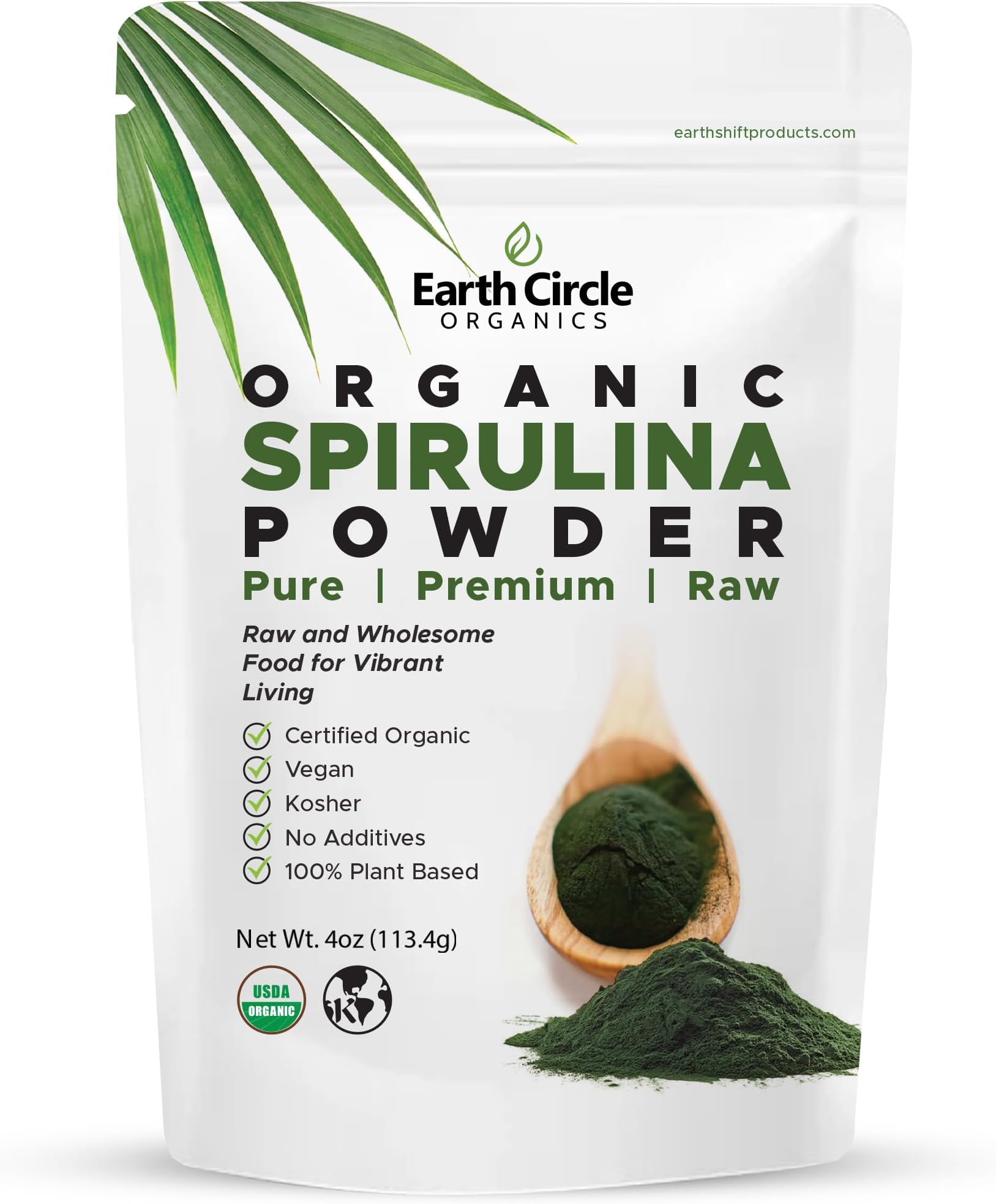 Earth Circle Organics, Organic Spirulina Powder, 4 oz (113 g)