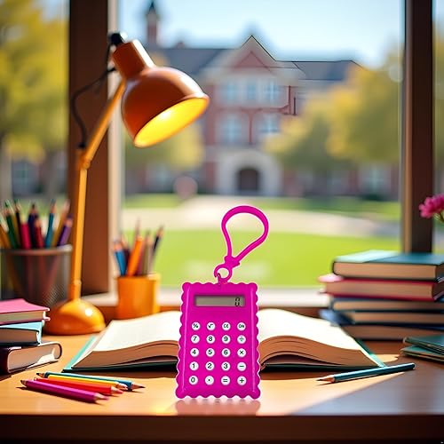 Miniatura 6 de Electrónica de oficina y accesorios de bolsillo para estudiantes Mini calculadora electrónica en forma de galleta Suministros de oficina escolar