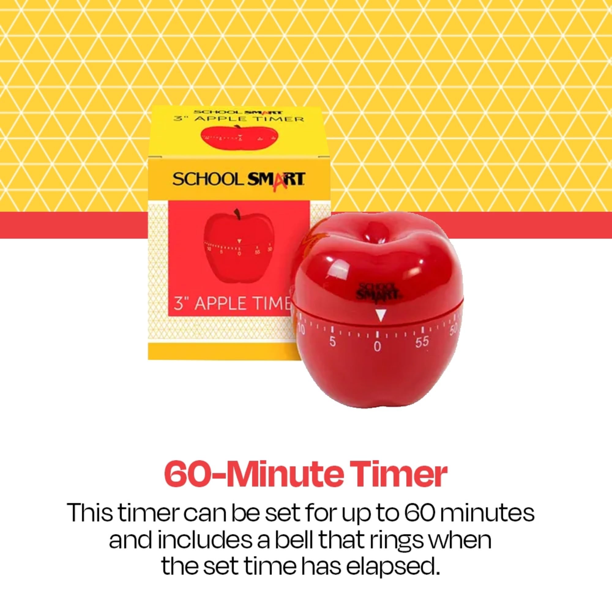 School Smart Apple Shaped Timer with Bell, 60 Minutes - 084083 - Image 7