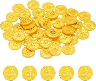 sourcing map 50 botones de costura de 25 mm, 4 agujeros, de resina, redondos, de repuesto, para ropa, manualidades, decoración, color amarillo
