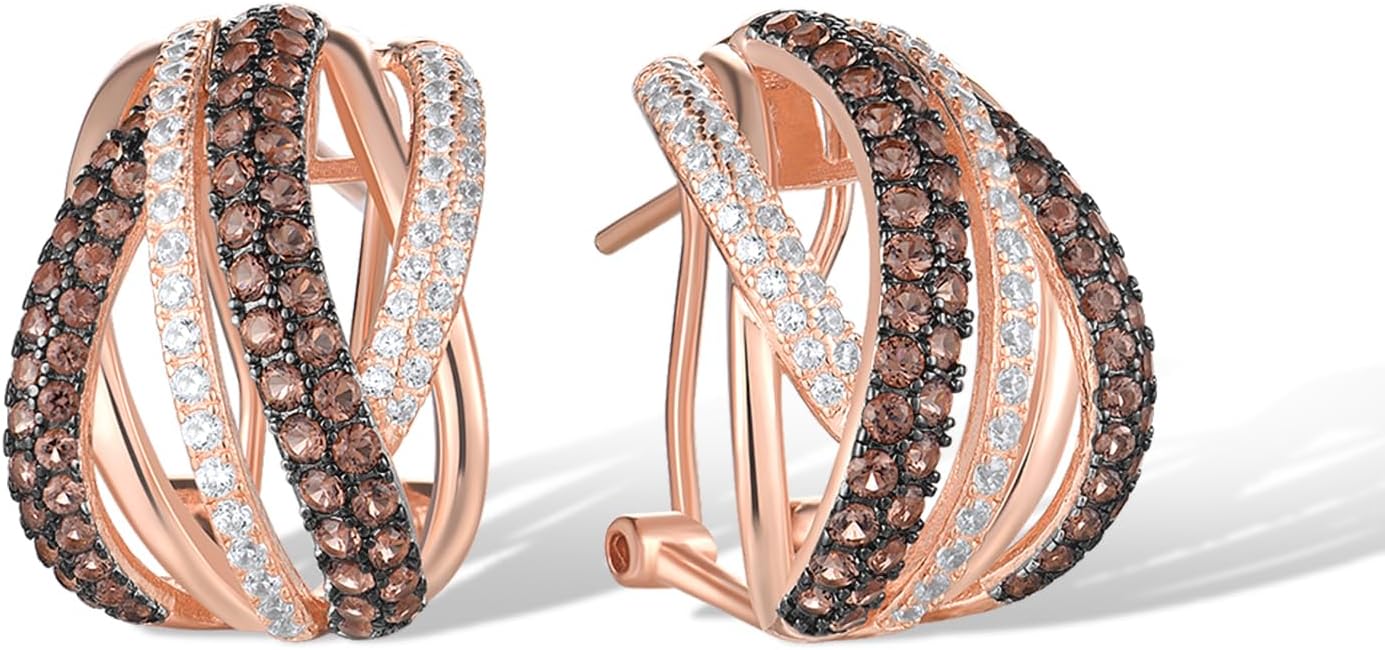 Santuzza 925 Sterling Silver Twisted Omega Back Earrings for Women