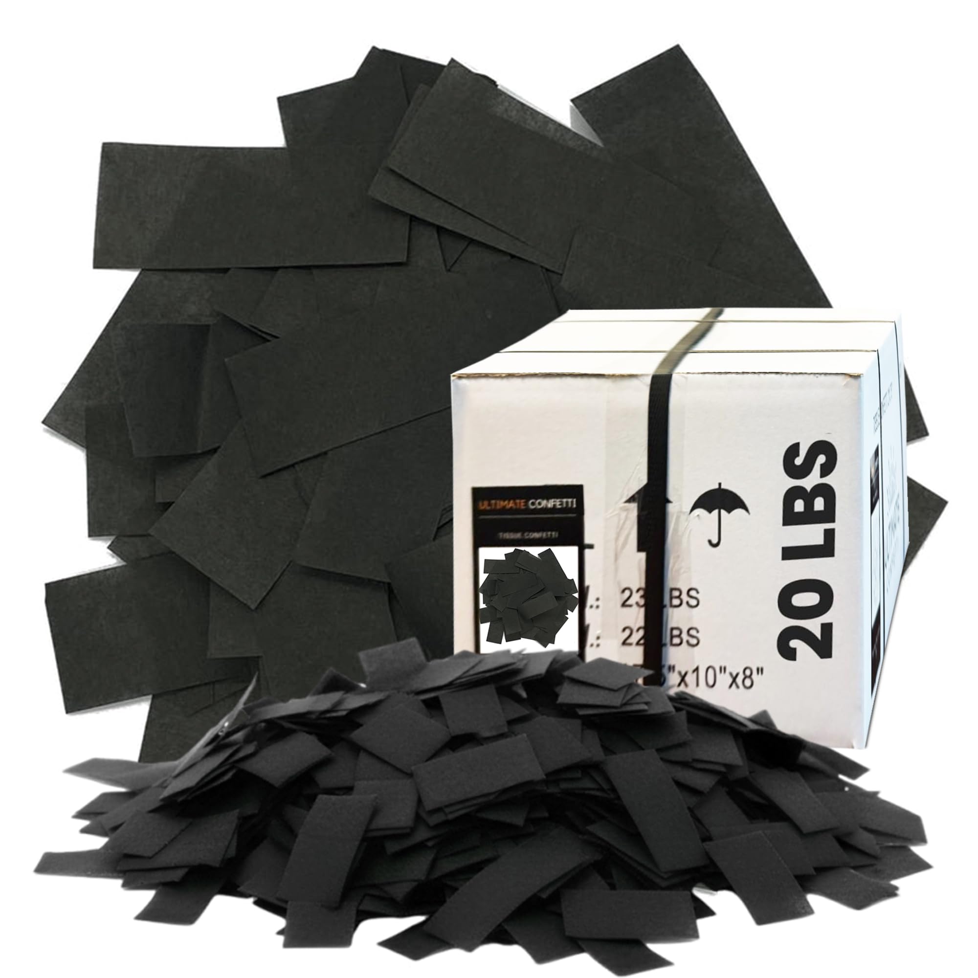 Ultimate Confetti - Rectangular Black Tissue Paper Confetti - 20 lb