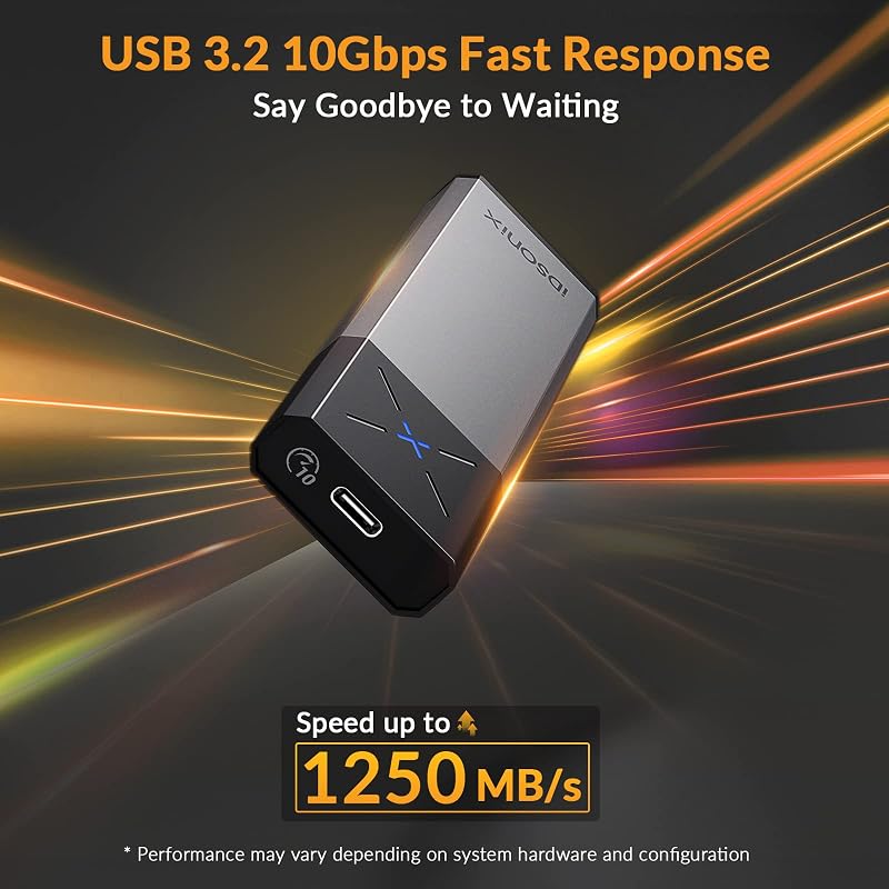 Carcasă externă iDsonix pentru SSD M.2 NVMe PCIe, USB-C 3.2 Gen2 10Gbps, adaptor din aluminiu, montare fără unelte, compatibil UASP, M-Key și B+M, dimensiuni 2230 2242 2260 2280