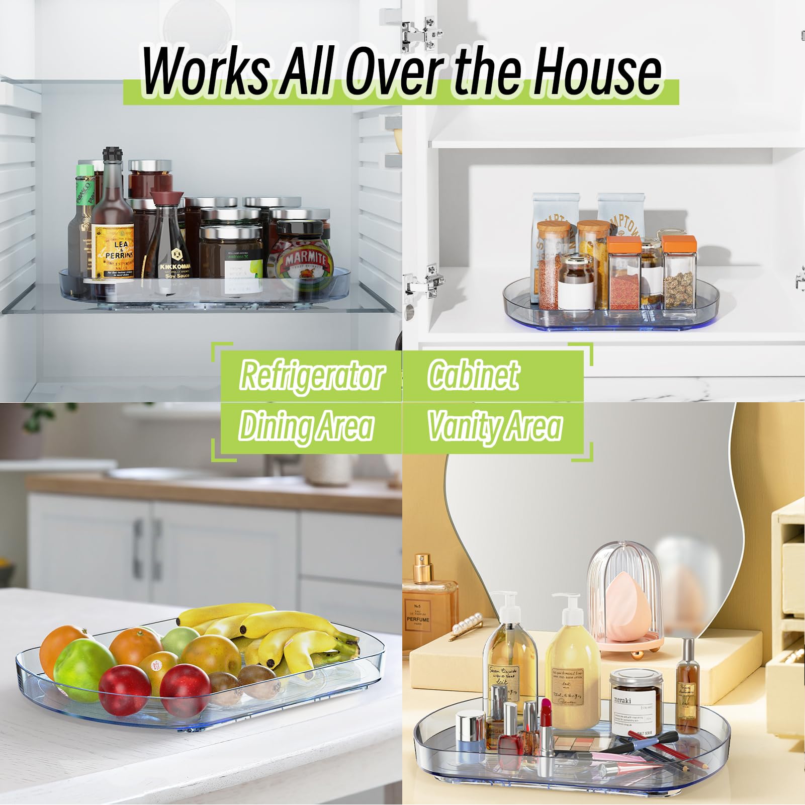 Snapklik.com : Rectangular Lazy Susan For Refrigerator, 360 Rotating ...