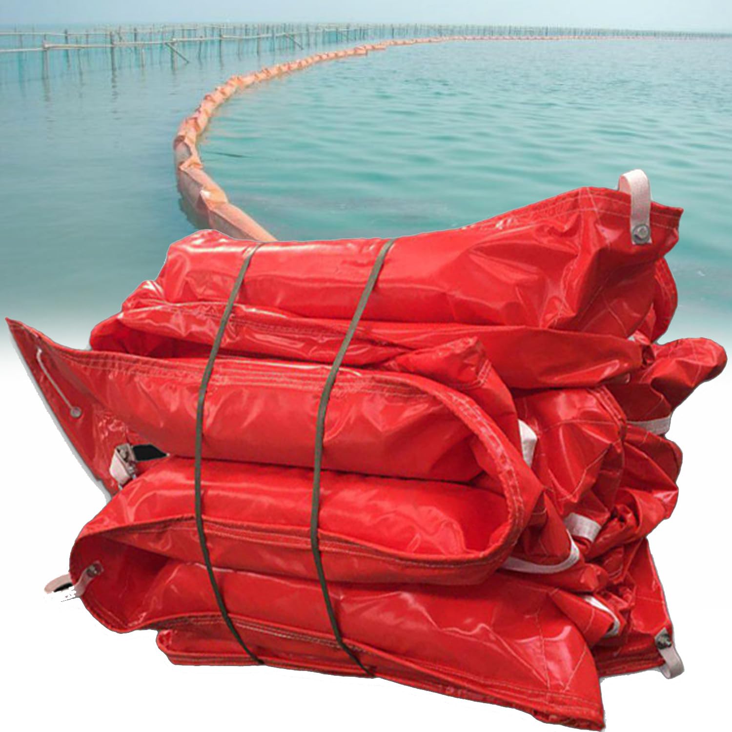 DUANHOZ PVC Oil Boom,10M PVC Floating Oil Boom - Recyclable Oil Containment Barrier, Flood Protection Fence, Eco-Friendly Water Pollution Prevention, 0.75m Width Flood Barrier