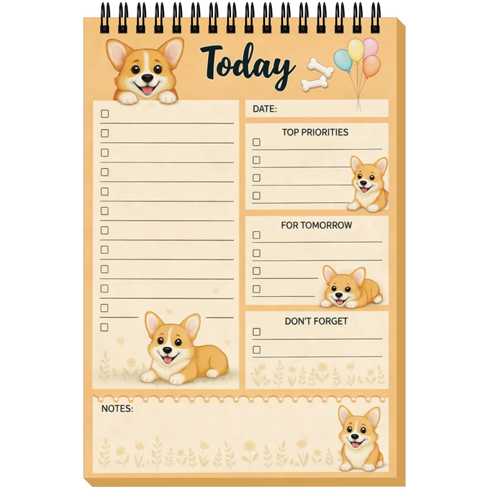 Gueevin Corgi Notebook to Do List Notepad Gifts for Women Corgi Lovers Christmas 8.7 x 6 Inch 50 Sheets Spiral Planner Reminder for Desk Accessories Office Supplies