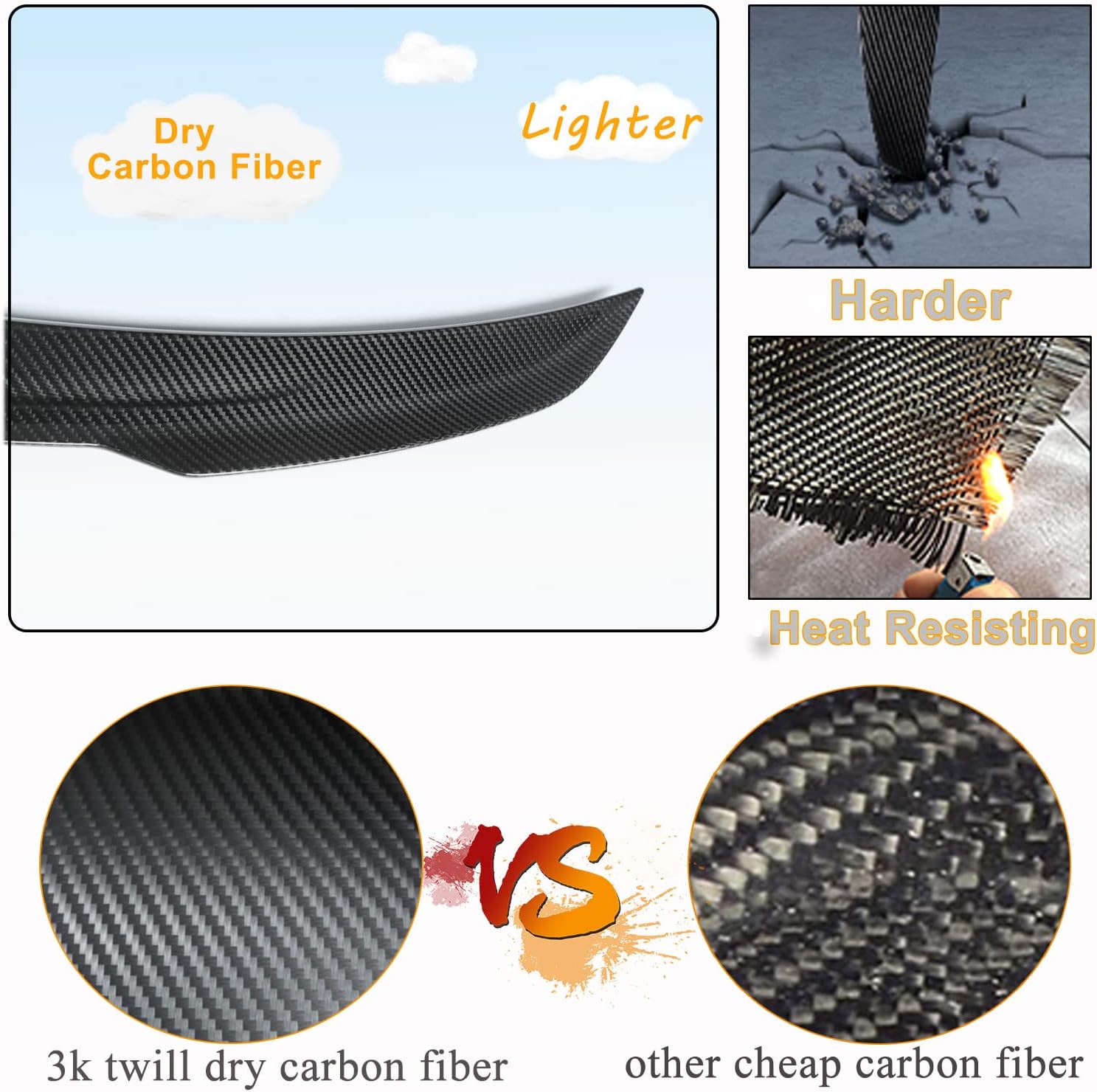 Dry Carbon Fiber Rear Trunk Spoiler for Mercedes-Benz CLS Class C257 2019-2022 CLS350 CLS450 Sedan 4-Door Rear Boot Lid Highkick Spoiler Wing Lip Facotry Outlet