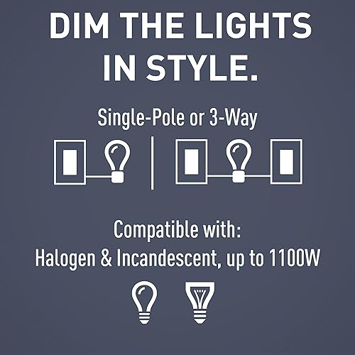 Miniatura 3 de Legrand Radiant RH1103PTCCCV6 1100W interruptor de luz regulador de intensidad con luz localizadora para bombillas incandescentes y halógenas, un