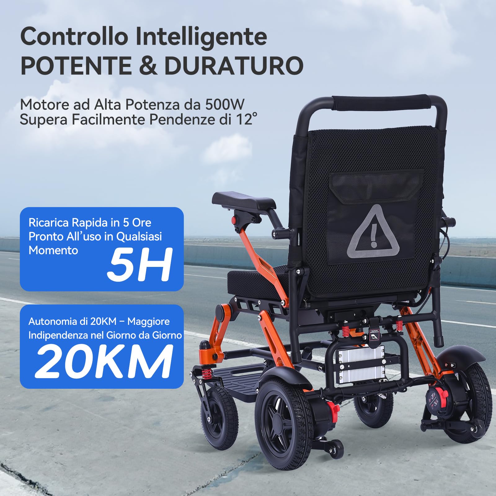 XP02 Sedia a rotelle elettrica magnesio autonomia 20 km capacità 150 kg