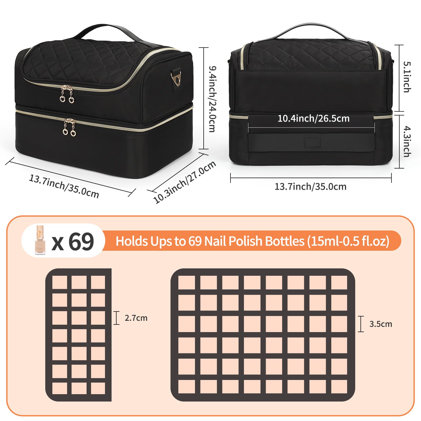Nail Polish Organizer Case for Nail Supplies and Manicure Tools