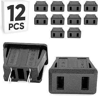 12-Pack NEMA 1-15R Panel Mount Power Outlet, 15A 125V AC, 2-Pin Socket with 23x12.2mm Cutout for Electrical Box
