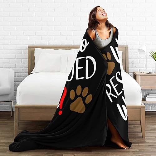 Miniatura 6 de Manta de perro con texto en inglés Who Rescued Who, ultra suave, cálida y mullida para sofá, ropa de cama, adultos y mascotas, 80 x 60 pulgadas,