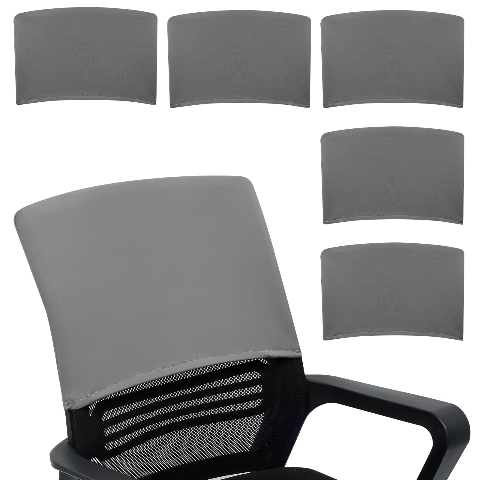 YUEKUNTJ 6Pcs Chair Back Covers, Dustproof Backrest Slipcover, 28×48cm Elastic Chairs Protective Covers, Washable Removable Chair Protector, Soft and Stretchable for Kitchen Hotel Office Grey(S)