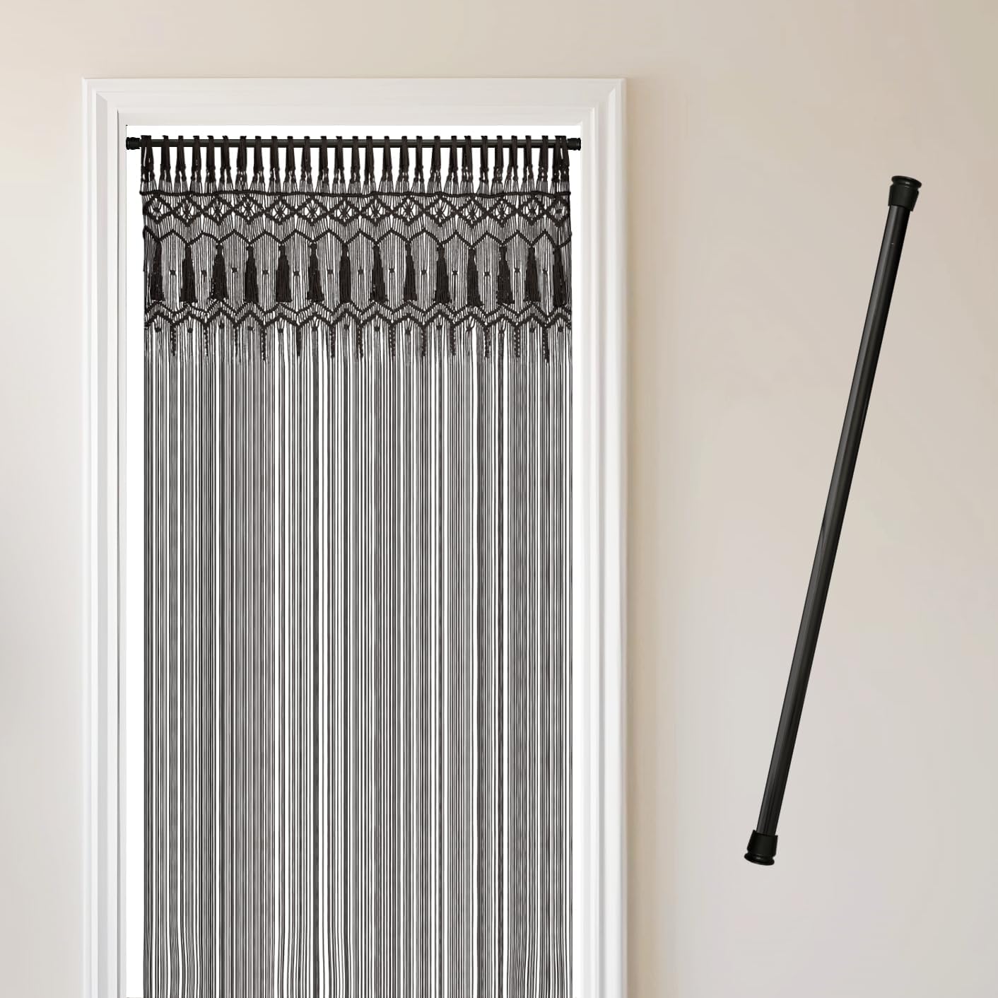 Cozyor Makramee Boho Vorhang Türvorhang Fenstervorhang 132x200cm als Raumteiler, Wandbehang & Deko, für Traubogen, Hochzeit, Wohnzimmer handgemacht