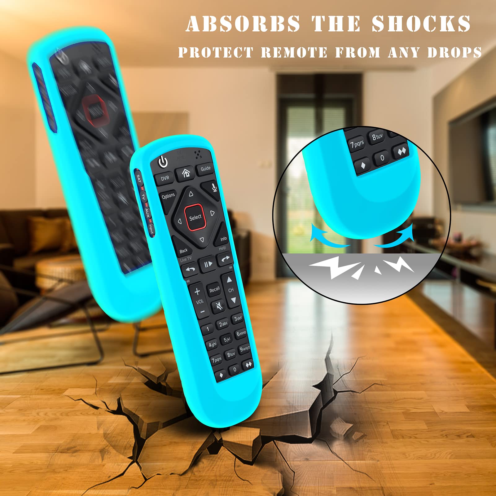 Paquete de 2 fundas para control remoto de red de platos, funda para control remoto Dish TV 52.0/54.0 de repuesto, funda de silicona que brilla en la oscuridad, color morado y azul