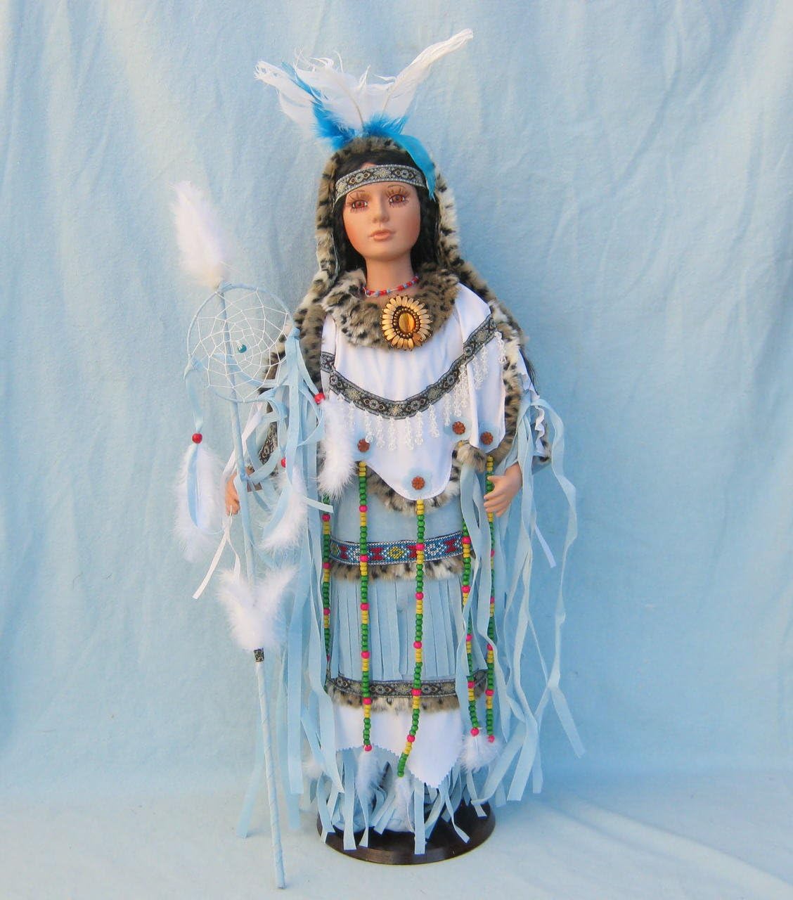 KINNEX COLLECTIONS SINCE 1997 28" Collectible Native American (Indian) Porcelain Doll - Blue Bird-D28677