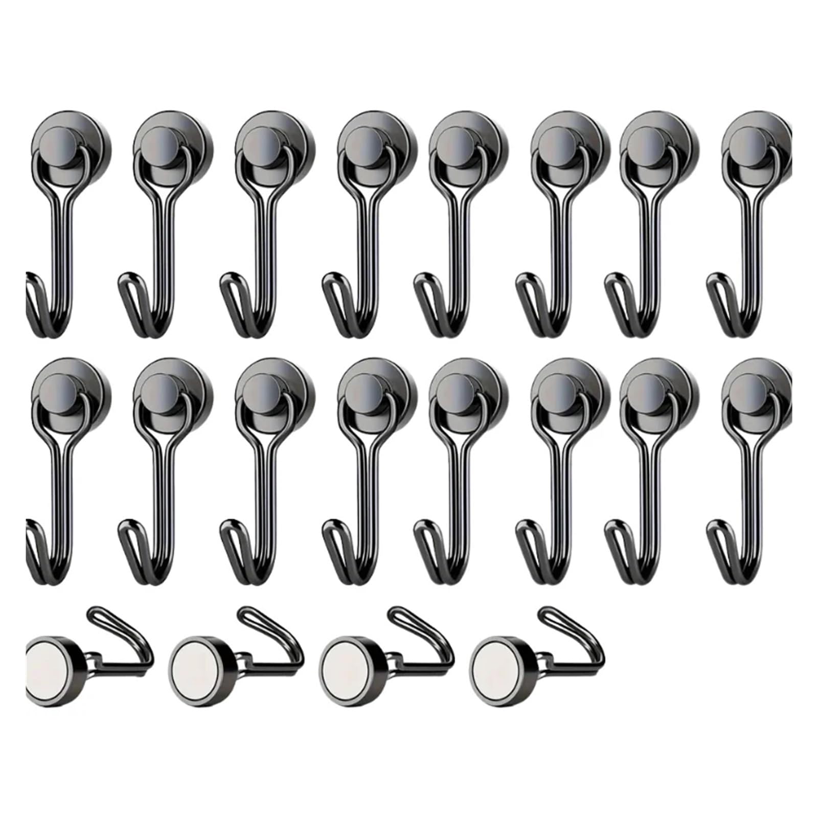 Générique Lot de 20 crochets magnétiques noirs Cruis, aimants néodyme haute résistance, extra-puissants avec crochet, compatibles for suspendre divers objets(20pcs-Black)