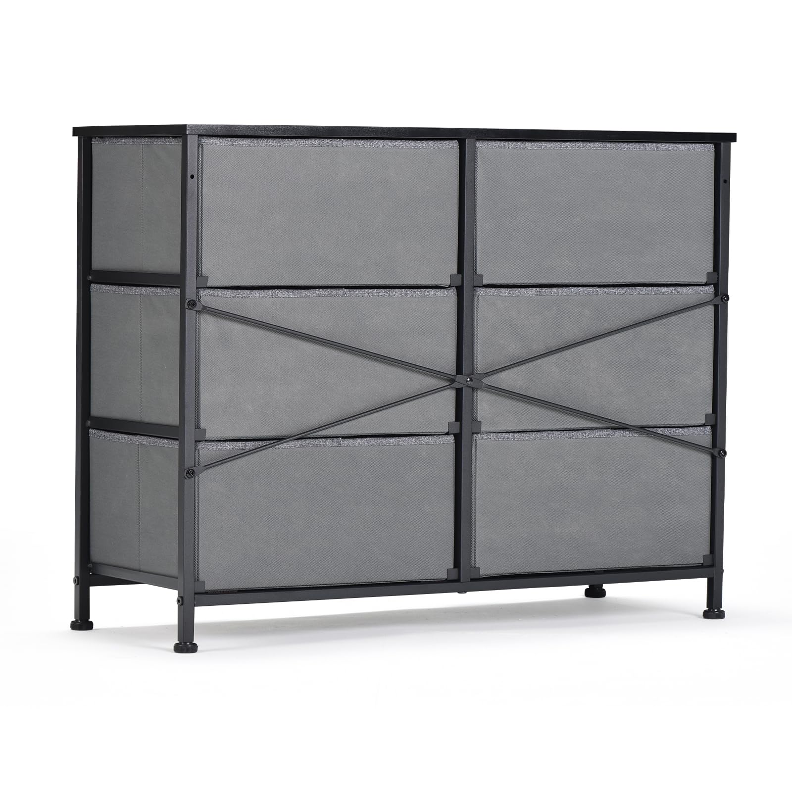 STARY Fabric Closet Dresser & Chests of Storage Bedroom, 6-Drawers, Grey