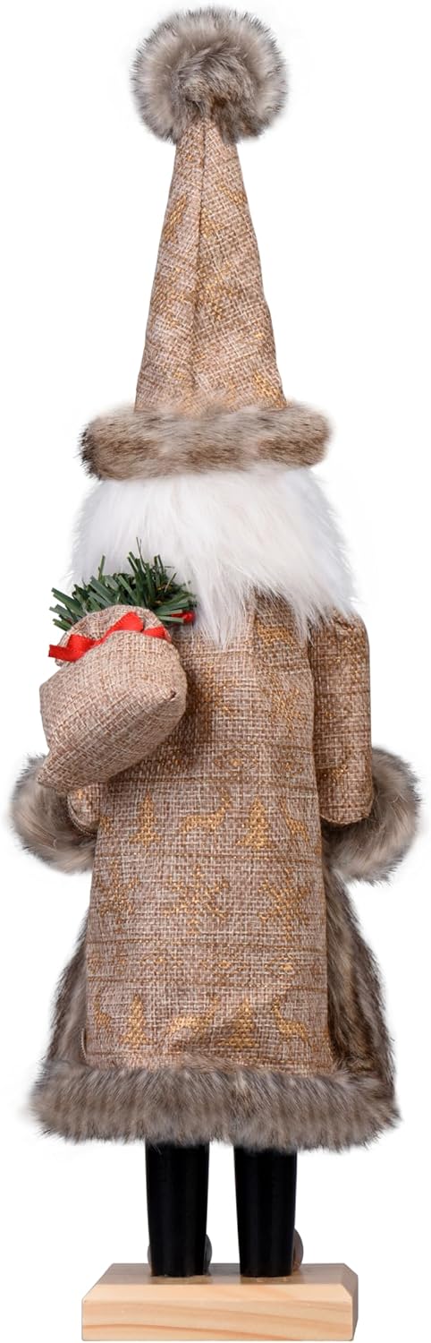 Santa Christmas Nutcracker Figures Decor 15 Inch, Wooden Xmas Nutcracker Santa Nutcracker Ornaments, Festive Christmas Decorations for Shelves and Tables