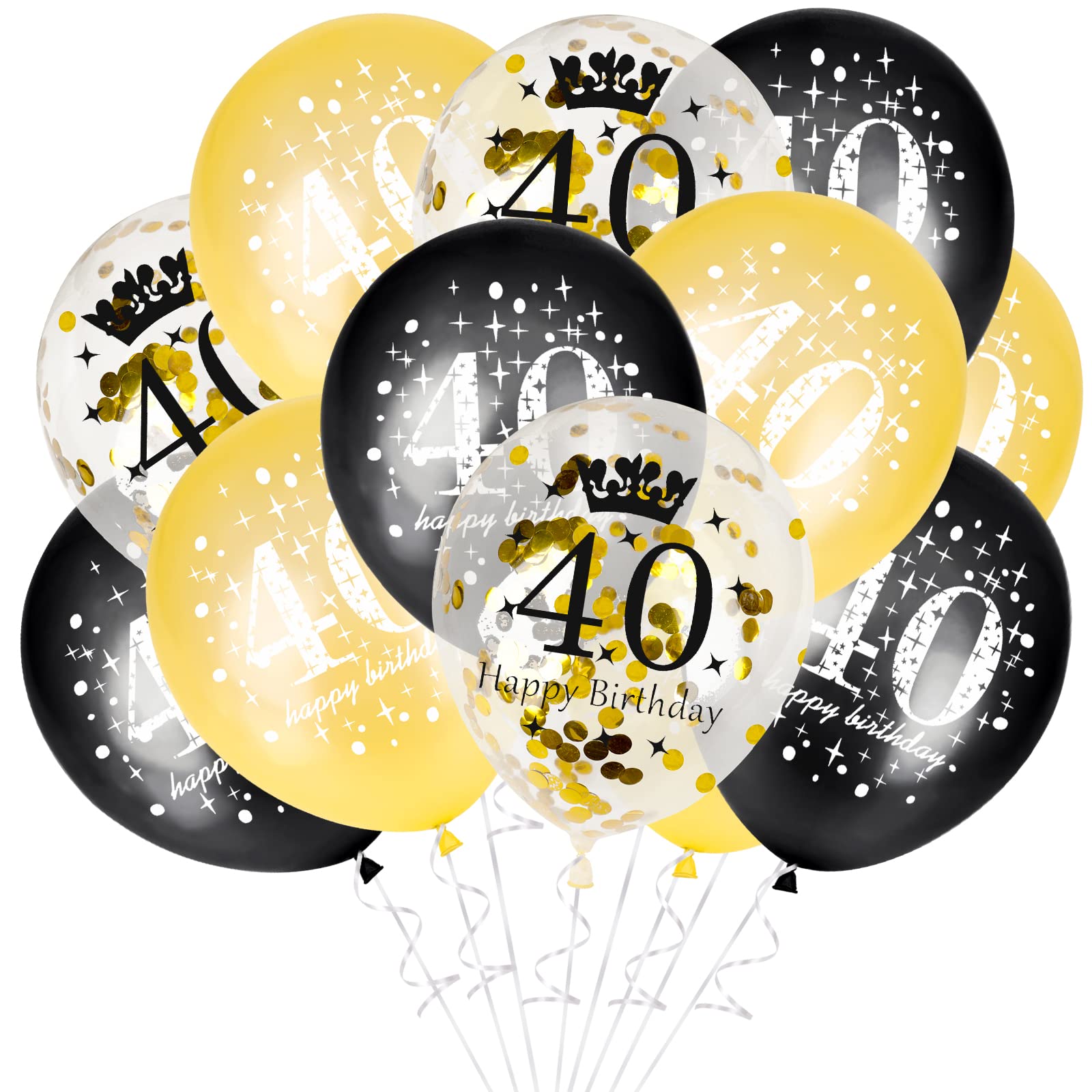 GoldRock Balloon 40th Birthday, 15 Pieces 40th Birthday Decoration, 40th Birthday Man Women, 40th Birthday Decoration Set, Happy Birthday Balloon 40th Birthday for Party/Table Decoration (Black Gold) — image 1