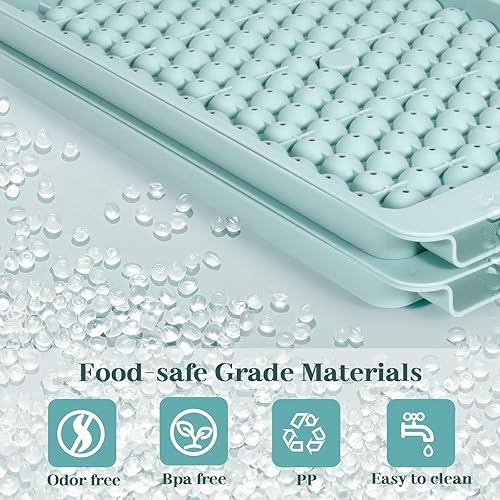 Miniatura 6 de Bandeja para cubitos de hielo con tapa y contenedor, 2 tamaños diferentes, 1 paquete de 8 bandejas grandes para cubitos de hielo, 2 unidades de 159