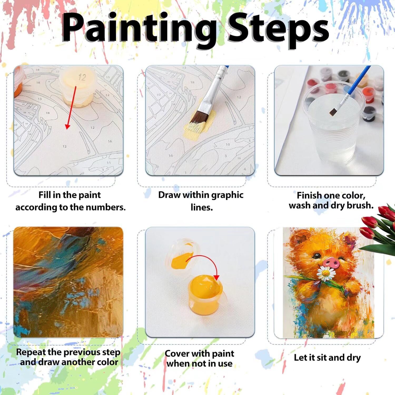 Pintar por Numeros Adultos pintar por numeros niños manualidades niños 10 años, DIY Pintar por Números de Pincel y Pintura acrílica Decoraciones para el Hogar Manualidades, sin Marco 60x80cm C-168