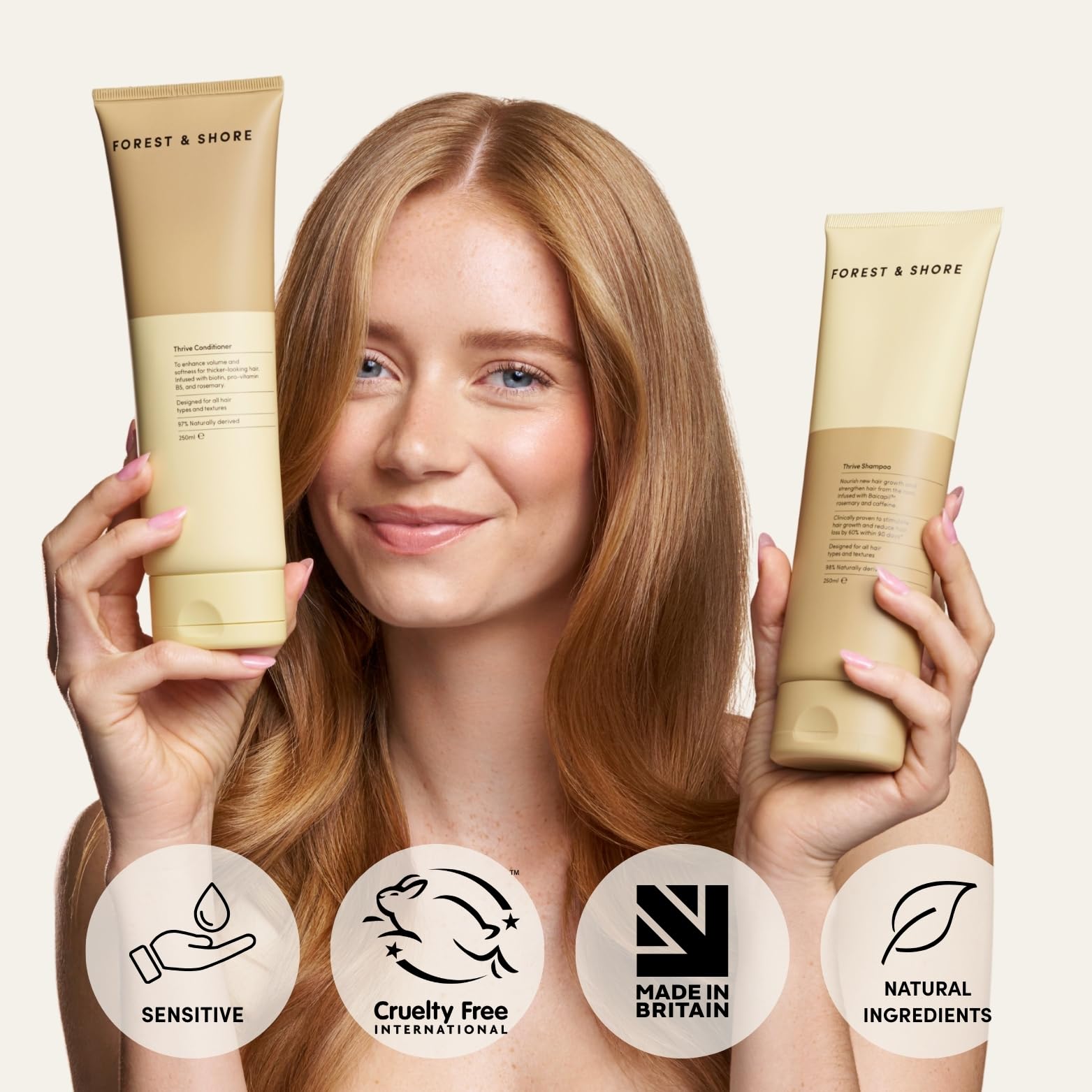 Forest & Shore Shampoo und Conditioner Set für Haarwachstum – Rosmarin Shampoo gegen Haarausfall mit Biotin, Koffein & Baicapil – 98% Natürlich, Sulfatfrei & ohne Silikone – Für Damen & Herren – 500ml