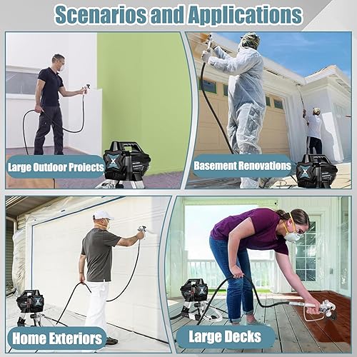 Miniatura 7 de Pulverizador de pintura sin aire de 2900 PSI, 650 W, 7/8 HP, pulverizador de pintura eléctrico de 0.24 GPM con varilla y kits, bricolaje
