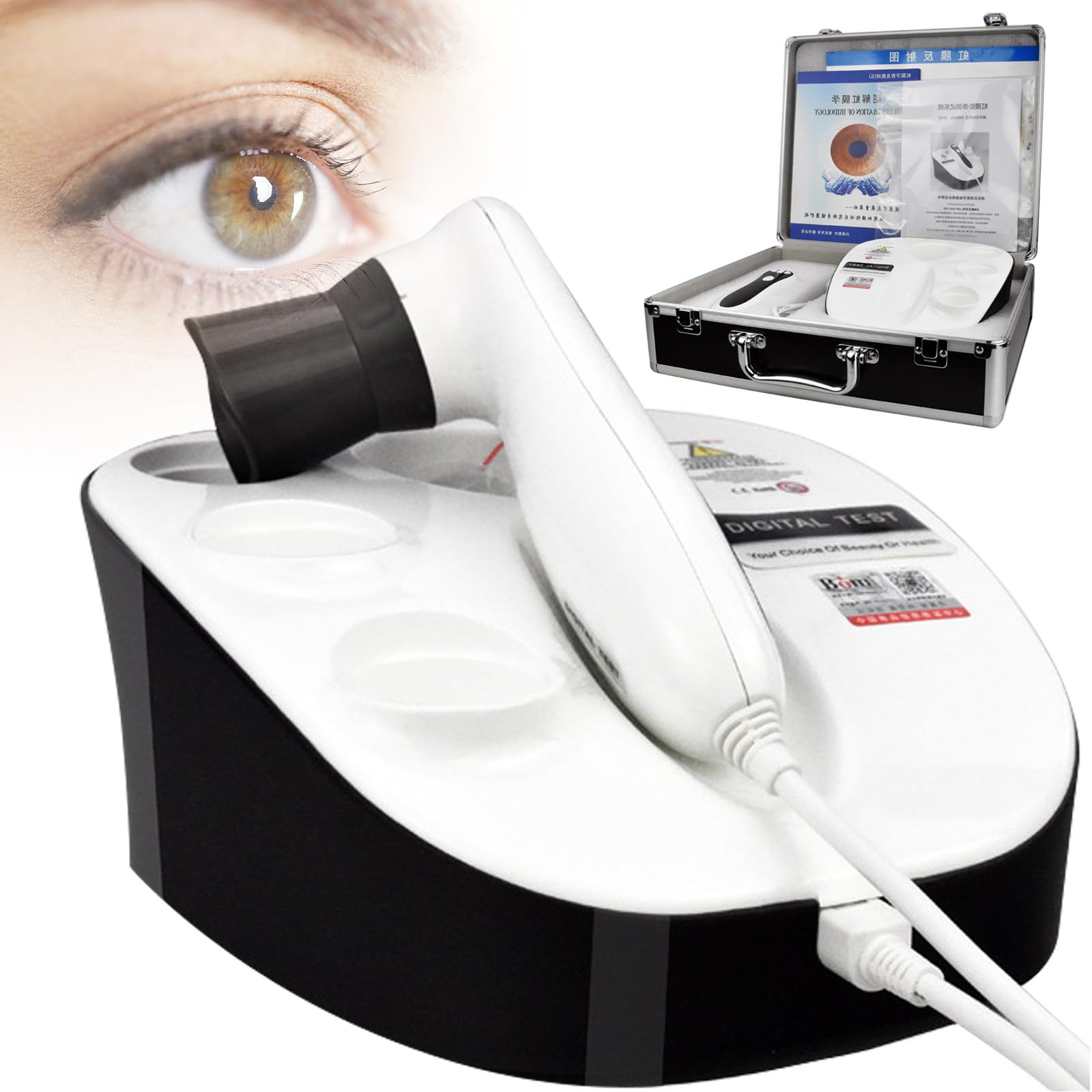 Iriscope USB per PC - Telecamera Iridologica Zoom 8MP, Analisi delle lenti dell'iride HD 30x Software per l'iride inglese Pro per Archiviazione/Confronto, Strumento Diagnostico Medico