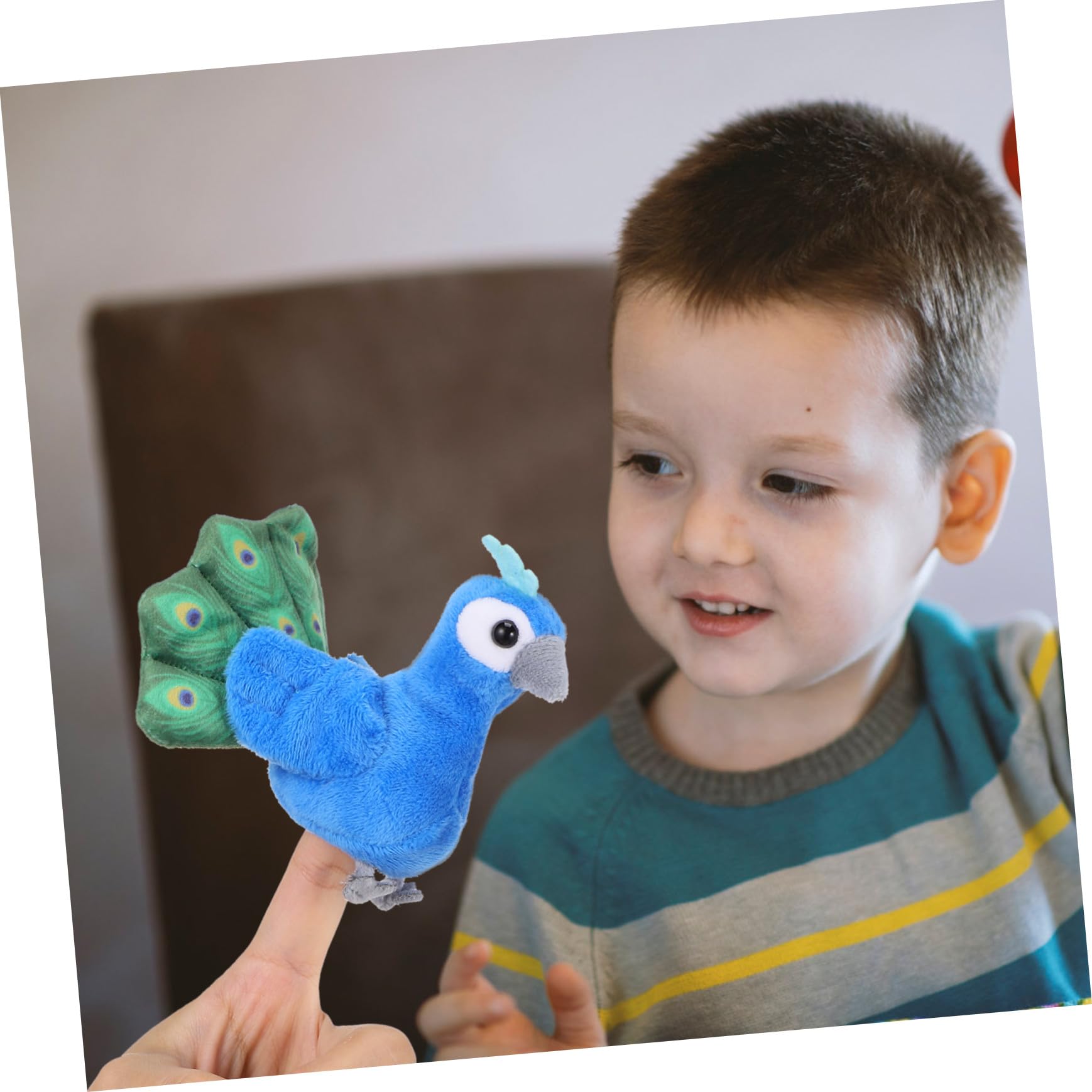 Gatuida Marionnette à Doigt Oiseau Peluche pour Tout-Petits Jeu Interactif Familial Design De Paon Attrayant Et Portable
