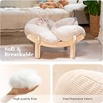 CHEERHOME PETS Elevated Lit de chat en bois avec couvercle de coussin Canapé pour animaux de compagnie pour les chats d'intérieur Levé Kitty Chaise Lounge Convient pour chiot, Meubles de chat (blanc)