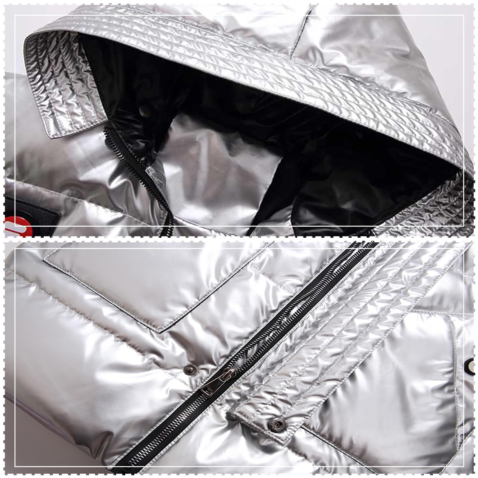 Abrigo de Pluma Niños Chaqueta de Invierno Engrosada Brillante Parka Abrigo Acolchado con Capucha