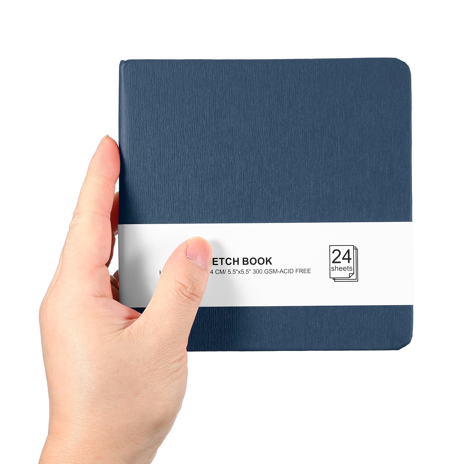 PATIKIL 5.5x5.5 Small Sketchbook, Mini Sketchbook Watercolor Paper Pad 300GSM Thick Paper 24 Sheets/48 Pages Square Tiny Sketch Pad Pocket for Drawing Travel Artist Adults, Dark Blue