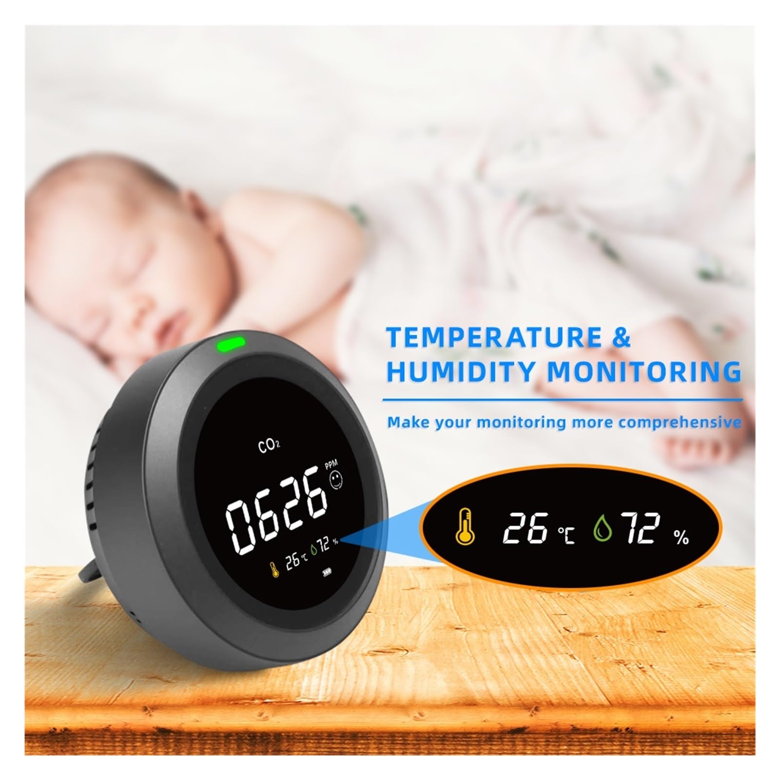 Contador de partículas de aire Medidor de CO2, Sensor de CO2, Detector de CO2 multifuncional, electrodoméstico, carga USB, Monitor de calidad del aire, Analizador de calidad del aire Monitoreo de la c