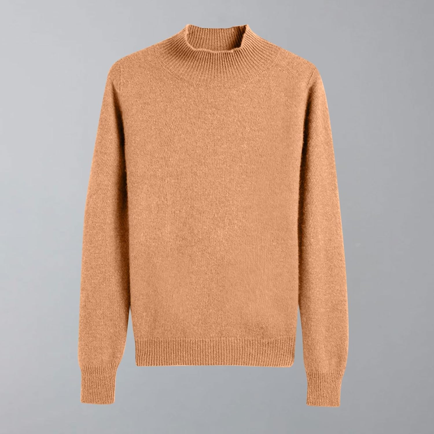 Women Fall Slim Fit Sweaters Mock Neck Long Sleeve Casual Sweater Winter Basic Solid Loose Fashion Pullover Tops